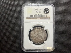 1957 Franklin Silver Half Dollar  NGC MS64 -  NGC Price Guide Value for an MS64 is $42.50