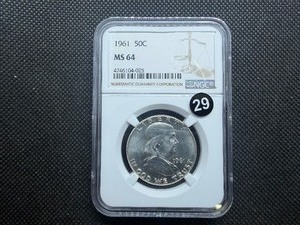 1961 Franklin Silver Half Dollar  NGC MS64 -  NGC Price Guide Value for an MS64 is $42.50