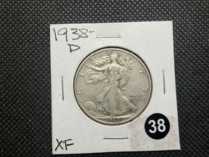 KEY DATE 1938 Walking Liberty Silver Half Dollar marked XF When Purchased - Greysheet Wholesale Value for an XF is $120