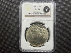 1922 Silver Peace Dollar - NGC MS64 - NGC Price Guide Value for an MS64 is $125