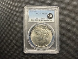 1922-D Silver Peace Dollar - PCGS MS64 - PCGS Price Guide Value for an MS64 is $235