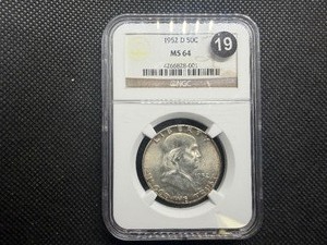 1952-D Franklin Silver Half Dollar  NGC MS64 -  NGC Price Guide Value for an MS64 is $50