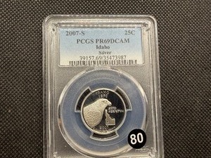 2007-S Silver Idaho Washington Quarter PCGS PR69DCAM - PCGS Price Guide Value for a PR69DCAM is $25