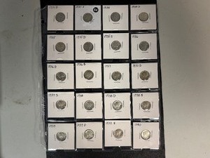Twenty High Grade XF-AU  Mercury Dimes 1931-D - 1940 -  Greysheet Wholesale Value for these coins at VF20 totals $148.05