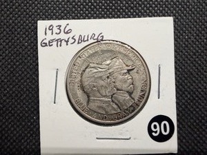 1936 Gettysburg Commemorative Silver Half Dollar - Greysheet Wholesale Price for an XF40 is $370