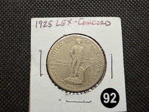 1925 Lexington-Concord Commemorative Silver Half Dollar - Greysheet Wholesale Price for an XF40 is $58