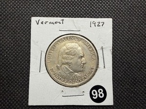 1927 Vermont Commemorative Silver Half Dollar - Greysheet Wholesale Price for an XF40 is $210