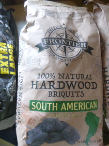 3 Bags of Frontier 100% Natural Hardwood Briquets-South American Charcoals