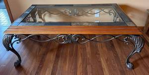 Glass Coffee Table With Iron Base