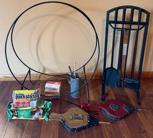 Fireplace Log Holder, Tool Set & Accessories Mixed Lot