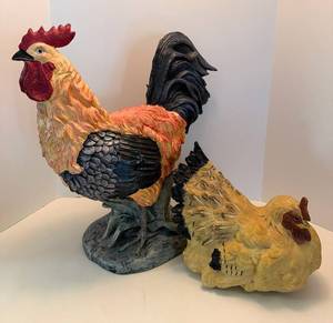 Cbk Ltd Rooster and Hen Figurines (Lot of 2)