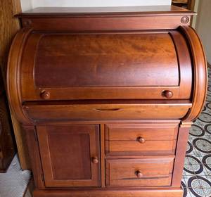 Wood Roll Top Secretary Desk