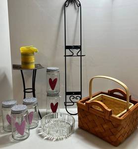 Mixed Home Decor - Basket, Candle Holder, Jars & Rack