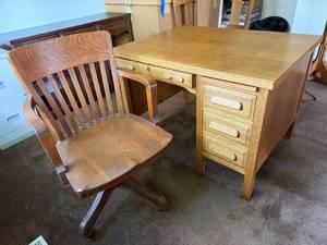 Vintage University of Minnesota Oak Desk & Chair
