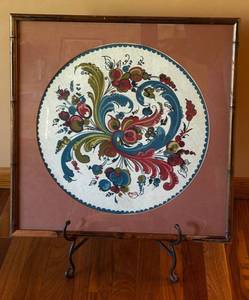 Scandinavian Rosemaling Framed Art With Easel