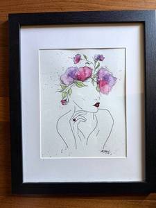 A. DeKrey Framed Floral Portrait Art