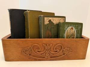 Antique Wood Drawer With Vintage Books Mixed Lot