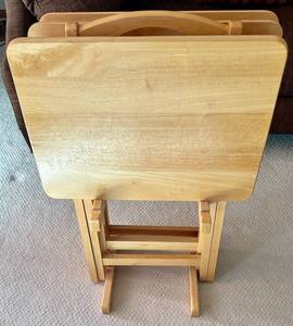Wood Folding TV Tray Table Set