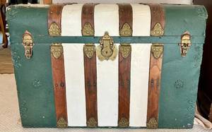 Vintage Painted Wooden Storage Trunk