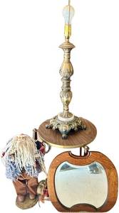 Decorative Lamp, Santa Figure & Mirror Mixed Lot