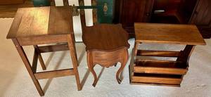 Vintage Wood Accent Tables Set of 3
