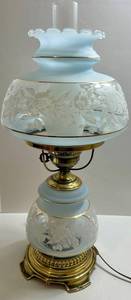 Vintage Floral Glass Hurricane Lamp
