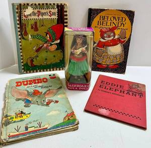 Johnny Gruelle Books, Disney Dumbo & Dashboard Hula Doll Mixed Lot