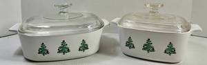 Corningware Christmas Tree Covered Casserole Dishes (Set of 2)