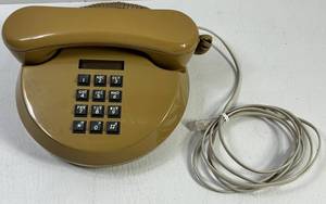 Vintage Beige Corded Push-Button Telephone - Untested As-Is