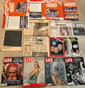 Vintage Life, Time, Newsweek, Star Tribune & Wheaties Mixed Lot