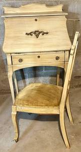 Vintage Painted Secretary Desk & Chair