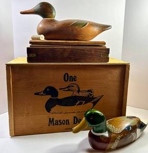 Duck Decoy Pair With Mason Decoy Box (Lot of 2)