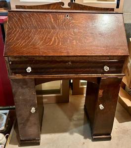 Antique Wooden Secretary Desk With Side Doors