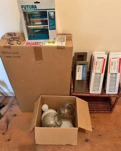 Futura Medicine Cabinet, Recess Paper Holder, Floor Diffusers & Glass Shades Mixed Lot