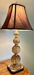Decorative Ribbed Glass Table Lamp With Dark Shade - Lots 475, 476 and 477 are Matching