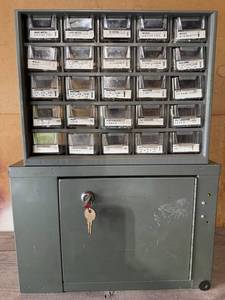Metal Hardware Organizer Cabinet With Assorted Fasteners