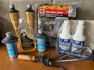 Tiki Torch Fuel, Grill Cover & Grill Cleaners Mixed Lot
