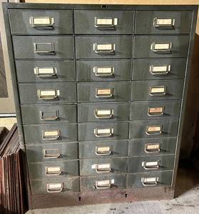 Vintage Metal Parts Cabinet With 30 Drawers