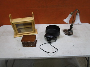 Display Case, Jewelry Box, Desk Lamp, Fondue Pot