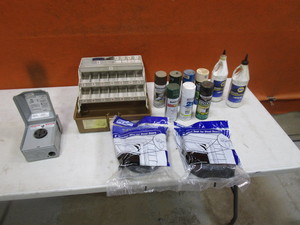 220v Outdoor Outlet, Garage Door Seal, Tackle Box, Misc Spray Paint, Rear End Grease