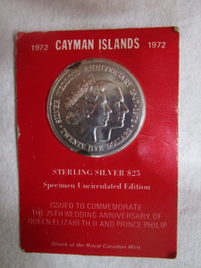 1972 Cayman Islands $25 Silver Coin