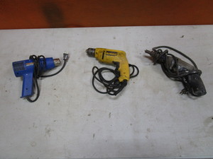 Drill, Heat Gun, Drywall Screw Gun