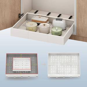 Pull-Out Cabinet Organizer, Expandable 23-31 in, 5 Rails, Roll-Out Drawers, White