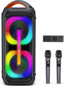 $170 Karaoke Machine with 2 Wireless Mics, 60W Subwoofer & 400W Peak Bluetooth Party Speaker