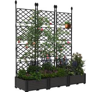 Garvee 3-Pcs Raised Garden Bed with Trellis, 48 x 63 in Planter Box for Climbing Plants