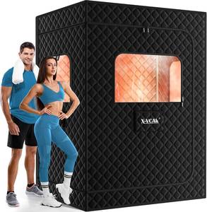$220 X-Vcak 2-Person Portable Steam Sauna Tent with 2 Steamers, 2 Folding Chairs, 71x49x36, Black
