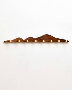 Wood Coat Hooks Wall Mount with 8 Gold Brass Hooks for Entryway, Bathroom, Bedroom