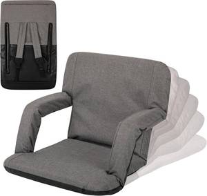 PICNIC TIME Ventura Portable Reclining Stadium Seat with Back Support, Foldable Bleacher Chair