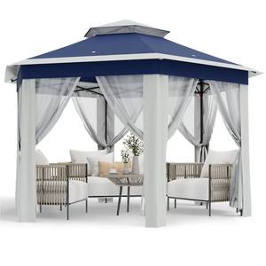 $289.99 Garvee 13x13 Pop Up Screen Tent with Mosquito Netting - Outdoor Hexagonal Sun Shelter Blue