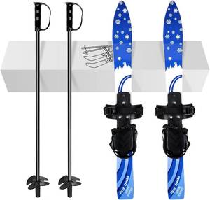 Odoland Kids Beginner Snow Skis and Poles, Lightweight, Safe, Blue